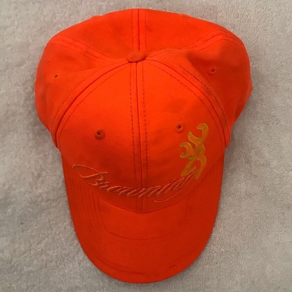 Browning Antler Logo on Adjustable Orange Hunting Cap - Picture 10 of 12